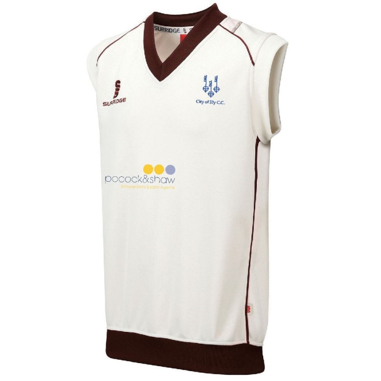 City of Ely CC - Sleeveless Sweater Maroon Trim